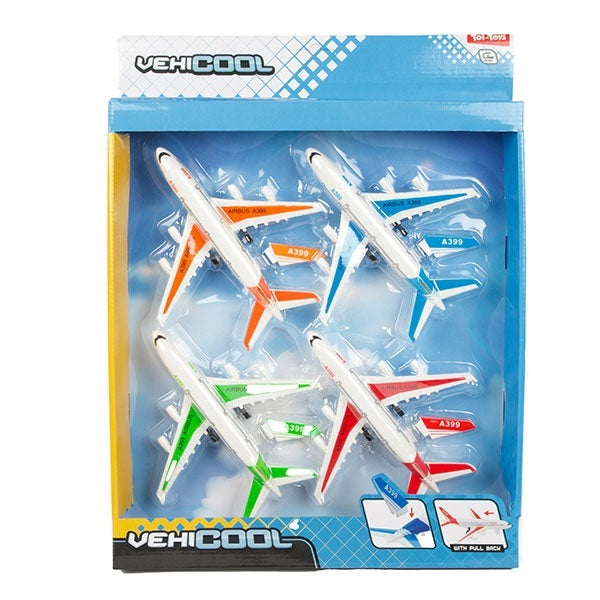 Toi-Toys Planes &amp;Amp; Helicopters Set Vliegtuigen 4Stuks Pull Back